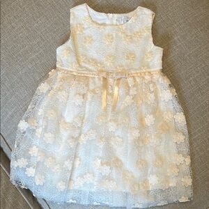 Elegant Cream Floral Kids Dress